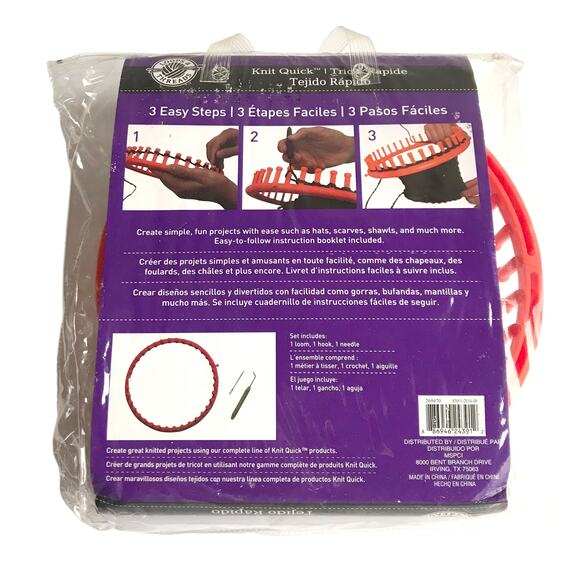 Loops & Threads Knit Quick 9.5" Round Knitting Loom Kit Hat Maker Set - Picture 2 of 16